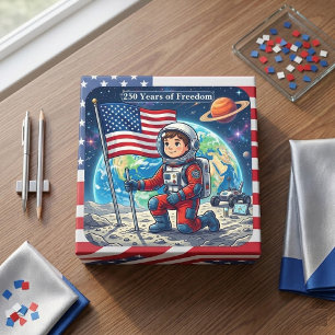 American 250 Years of Freedom Flag Astronaut Stars Square Sticker