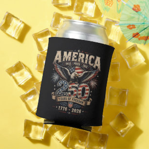 American 250th Anniversary Patriotic USA 4th July Can Cooler