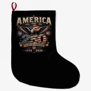American 250th Anniversary Patriotic USA 4th July Large Christmas Stocking