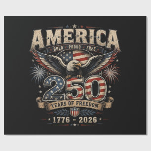 American 250th Anniversary Patriotic USA 4th July Wrapping Paper