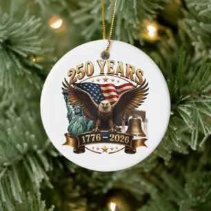American 250th Anniversary USA Patriotic 4th July Ceramic Tree Decoration