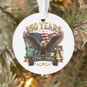American 250th Anniversary USA Patriotic 4th July Ornament