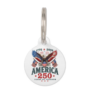 American 250th Anniversary USA Patriotic 4th July Pet Tag