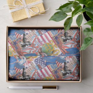 American 250th Independence Day Collage Red White  Tissue Paper