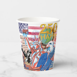 American 250th Independence Day 'Happy 250' BBQ  Paper Cups