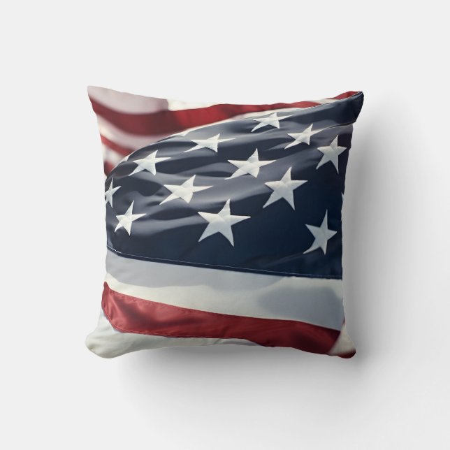 american 4th of july flag wave independence day cushion (Front)