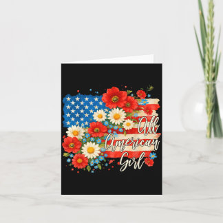 American 4th Of July Floral Flag Independence Day Card