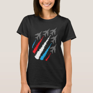 American 4th of July Jets with Red White Blue Trai T-Shirt