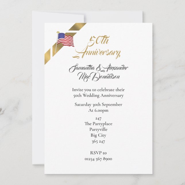 American 50th wedding anniversary invitation (Front)