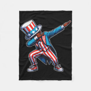 American African Dabbing Boy 4th Of July  Fleece Blanket