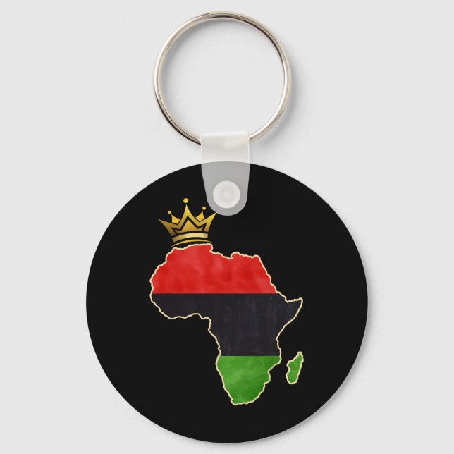 American African Queen Pan Afro Map Flag Black His Key Ring (Front)