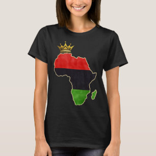 American African Queen Pan Afro Map Flag Black His T-Shirt