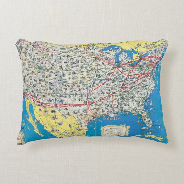 American Airlines system map Decorative Cushion (Front)