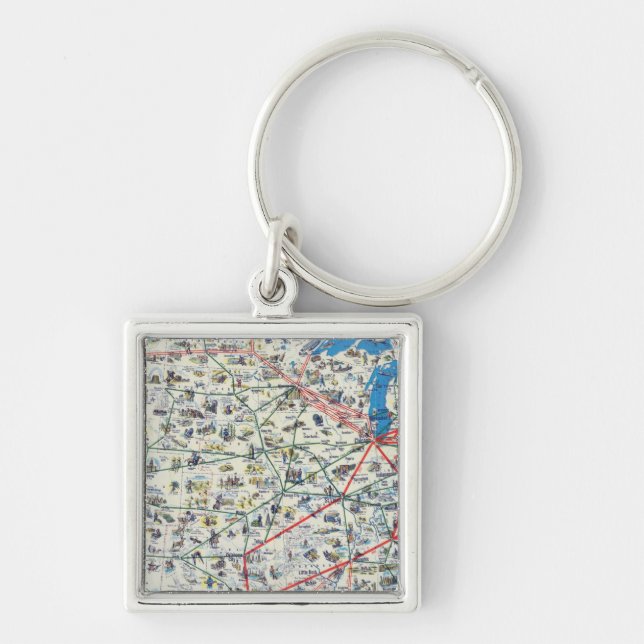 American Airlines system map Key Ring (Front)