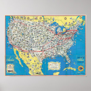 American Airlines system map Poster