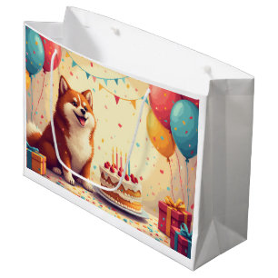 American Akita Birthday Party Celebration Large Gift Bag