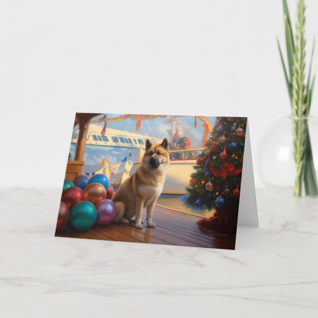 American Akita Christmas Cruise: Pawsome Holiday  Card (Front)
