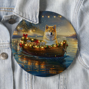 American Akita Christmas Festive Voyage 6 Cm Round Badge