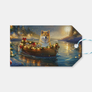 American Akita Christmas Festive Voyage Gift Tags