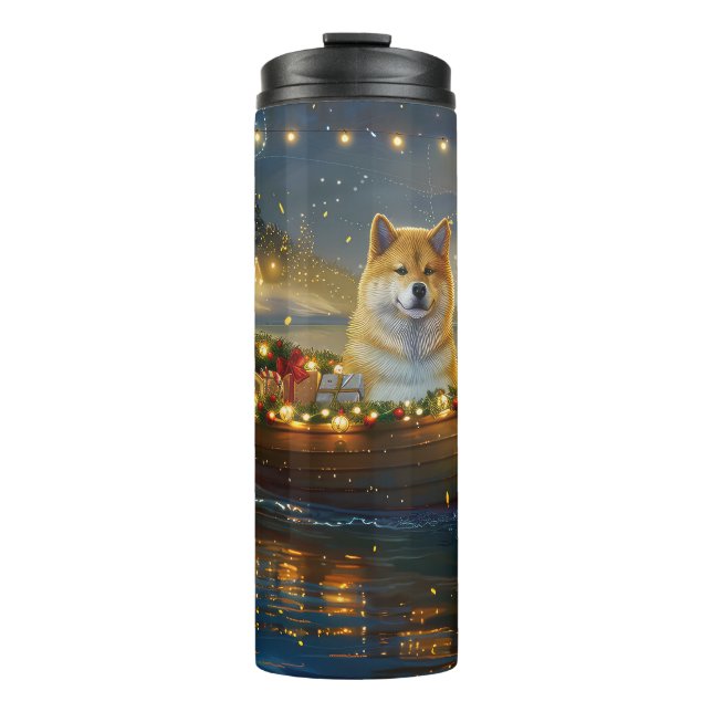 American Akita Christmas Festive Voyage Thermal Tumbler (Front)