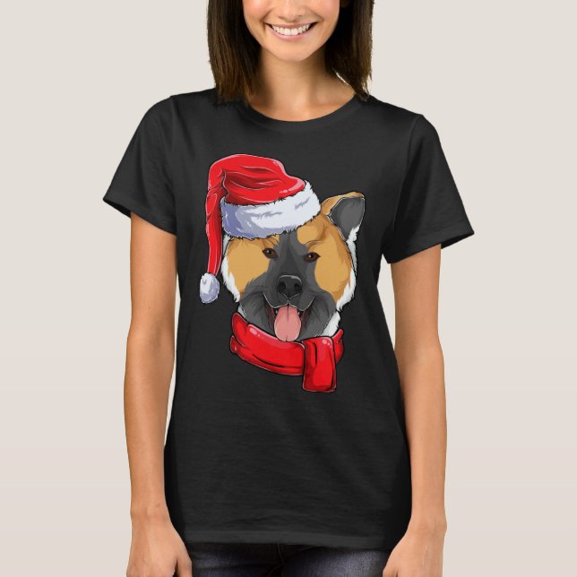 American Akita Dog Santa Claus Apparel  Christmas  T-Shirt (Front)