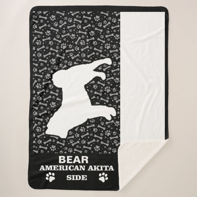 American Akita Funny Side Of Bed  Sherpa Blanket (Front)