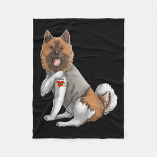 American Akita I Love Mum Tattoo Dog Shirt Mothers Fleece Blanket