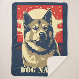 American Akita Patriotic Personalised Sherpa Blanket