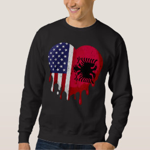 American Albanian Heritage Month Albania Flag Hear Sweatshirt