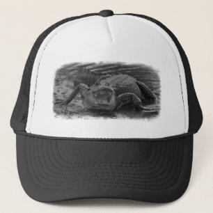 American alligator black and white photography trucker hat