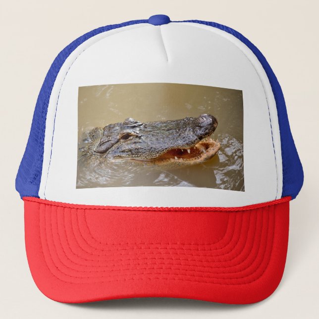 American alligator with mouth open trucker hat (Front)