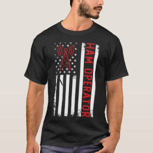 American Amatuer Radio Ham Radio Operator USA Flag T-Shirt