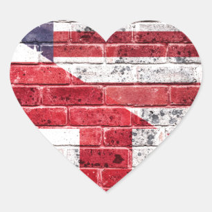 American and British flag. Heart Sticker