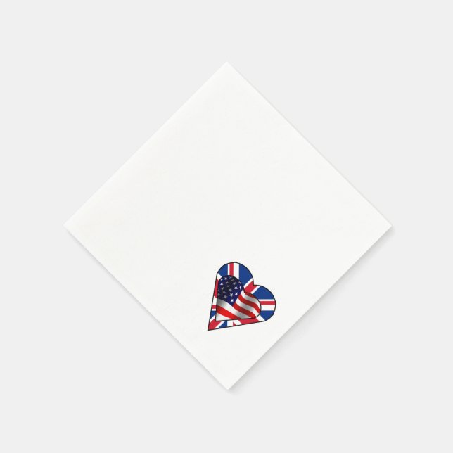 American and British Flag Hearts Napkin (Corner)