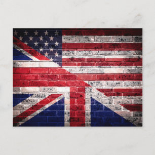 American and British flag. Postcard