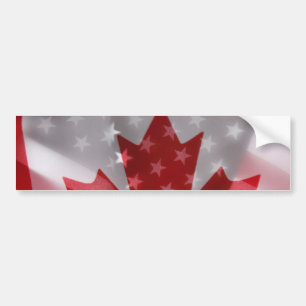 American and Canadian flags bumper sticker
