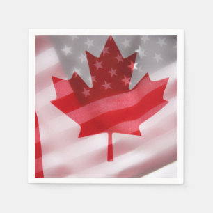 American and Canadian flags Napkin