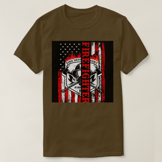 American and Firefighters T-Shirt (Design Front)