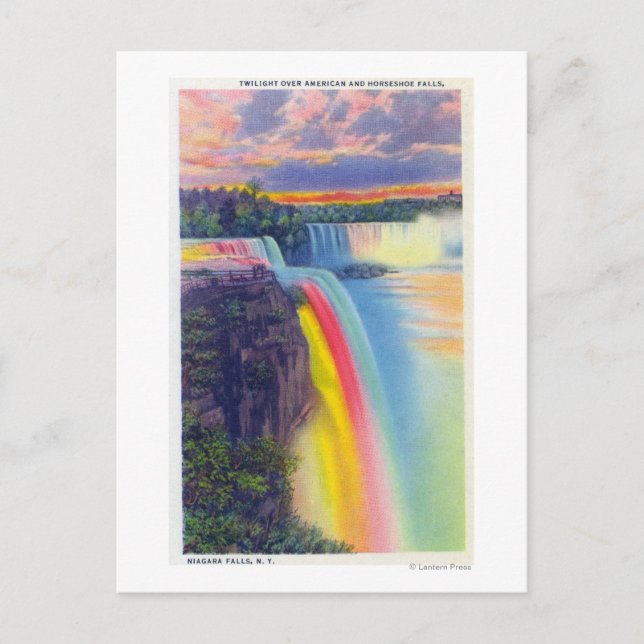 American and Horseshoe Falls at Dusk Postcard (Front)