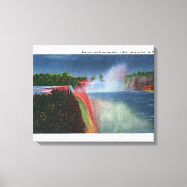 American and Horseshoe Falls Illuminated Canvas Print (Front)