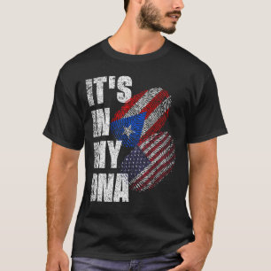 American and Puerto Rican Mix DNA Flag Heritage T-Shirt