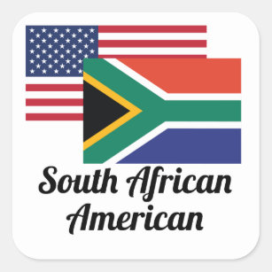 American And South African Flag Square Sticker