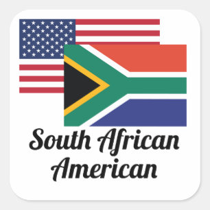 American And South African Flag Square Sticker