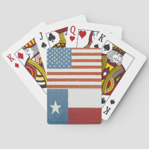American and Texas Flag USA Red White and Blue Playing Cards
