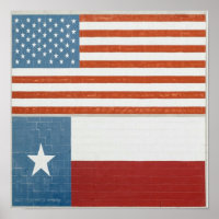 American and Texas Flag USA Red White and Blue