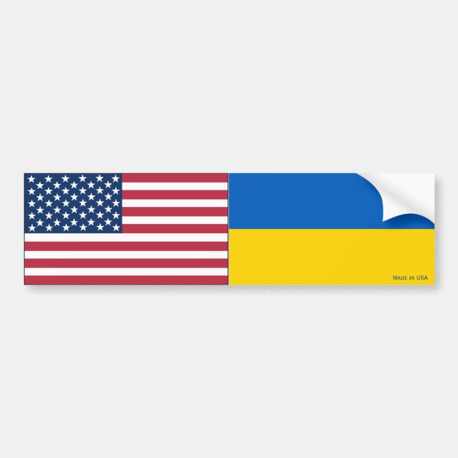 American and Ukrainian Flags Bumper Sticker (Front)