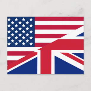American and Union Jack Flag Postcard