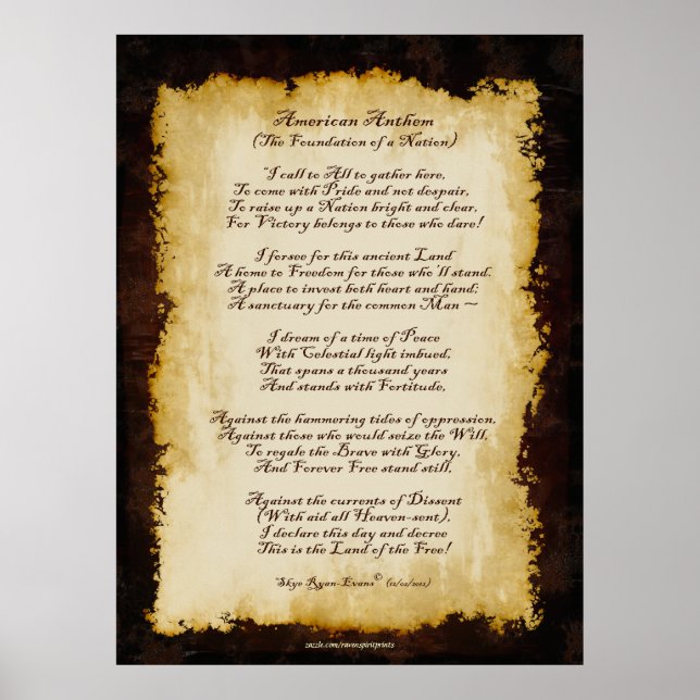 American Anthem Patriotic Original Poem Poster (Front)