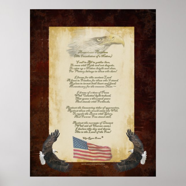 "American Anthem" Patriotic Original Poem US Flag Poster (Front)