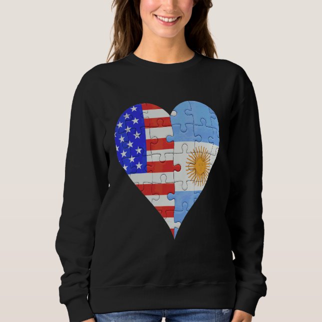 American Argentinian Flag Heart Sweatshirt (Front)